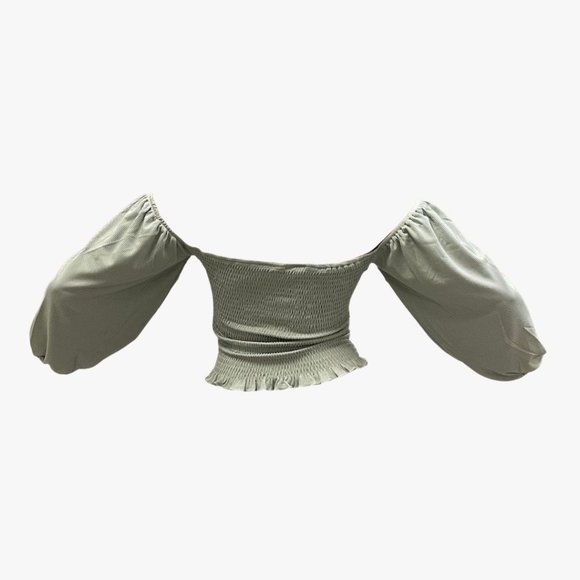 (NWT) Smocked Keyhole Off-Shoulder Top - Sage - Picture 8 of 8